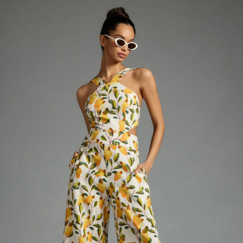 Halter Cutout Wide-Leg Jumpsuit