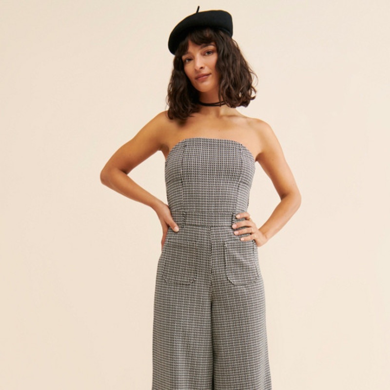Houndstooth Knit Jumpsuit