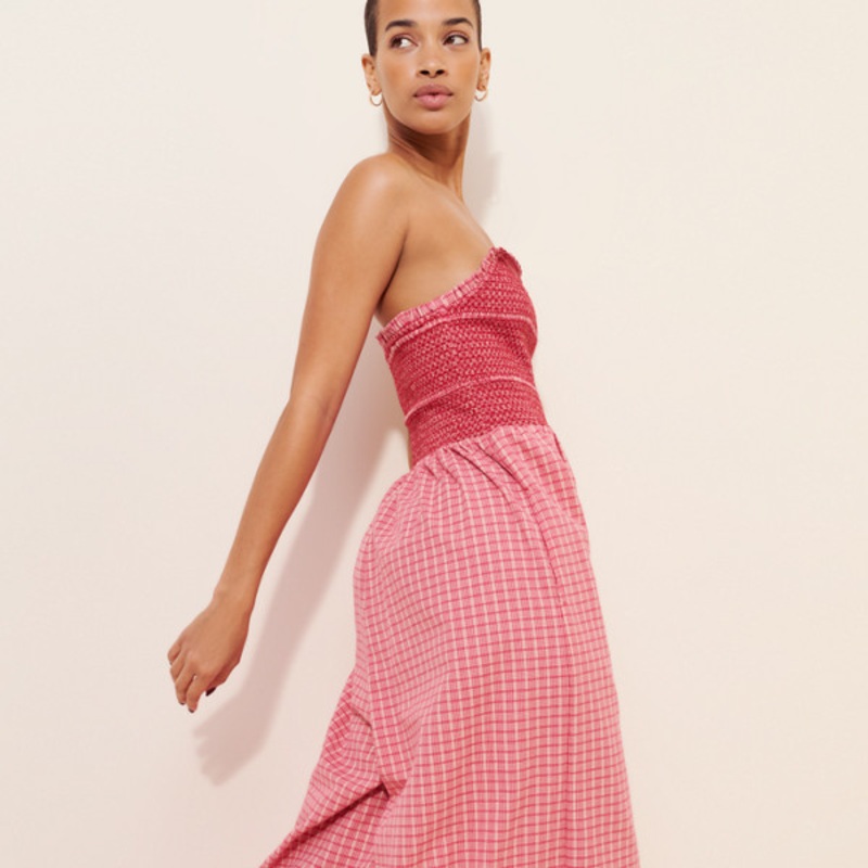 Smocked Basque-Waist Jumpsuit