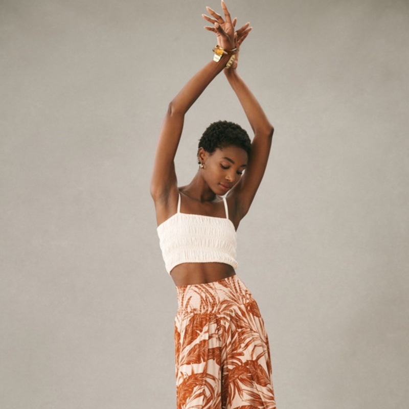 Tropical Printed Wide-Leg Pants