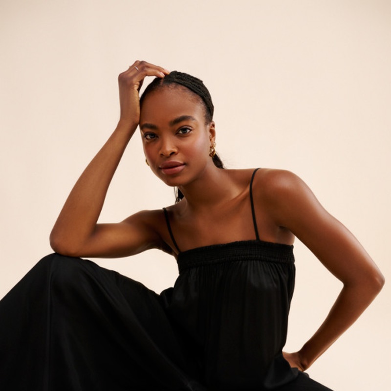 Waistless Sleeveless Wide-Leg Jumpsuit