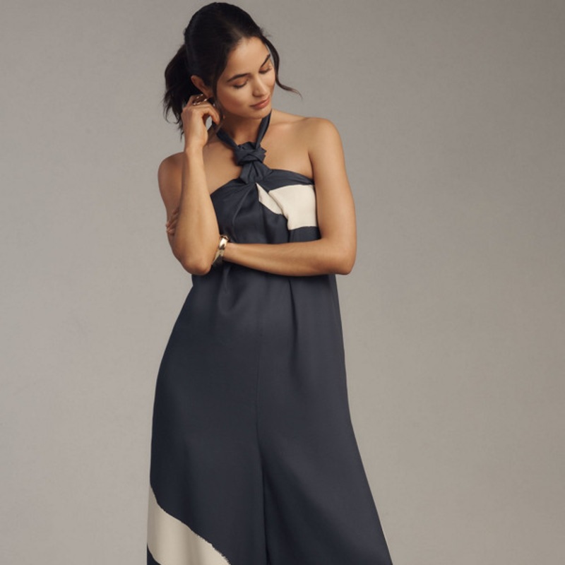 Waistless Tie-Neck Jumpsuit