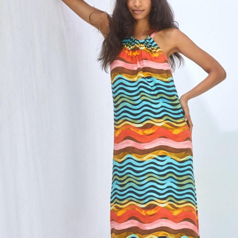Waves Halter Midi Dress