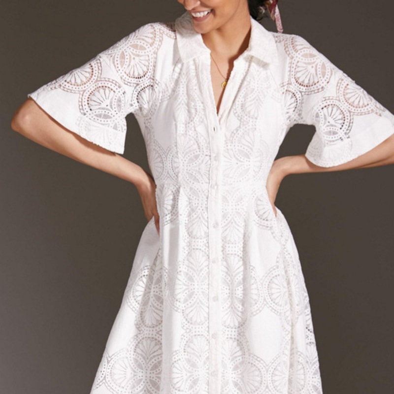 Midi Eyelet Shirtdress