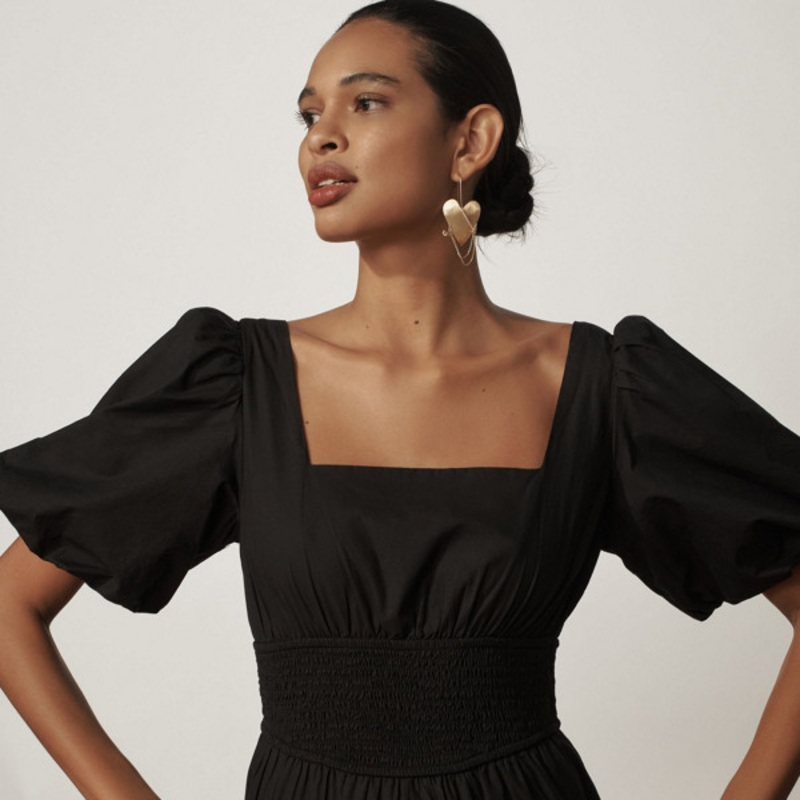 Puff-Sleeve Smocked Romper