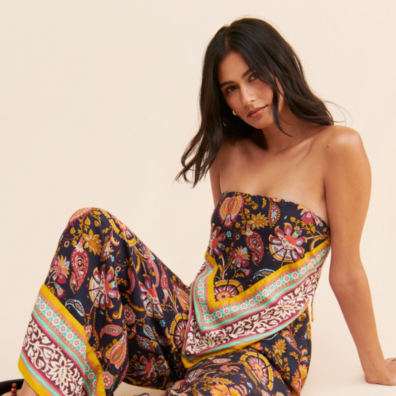 Scarf-Print Jumpsuit