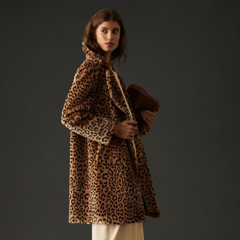 Animal Print Faux Fur Coat