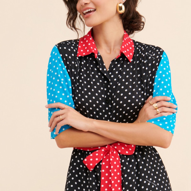 Polka Dot Colorblock Romper