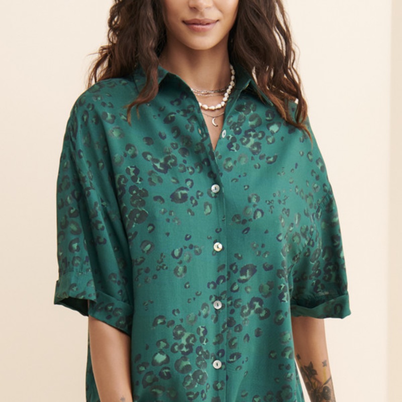 Animal Print Shirt Dress