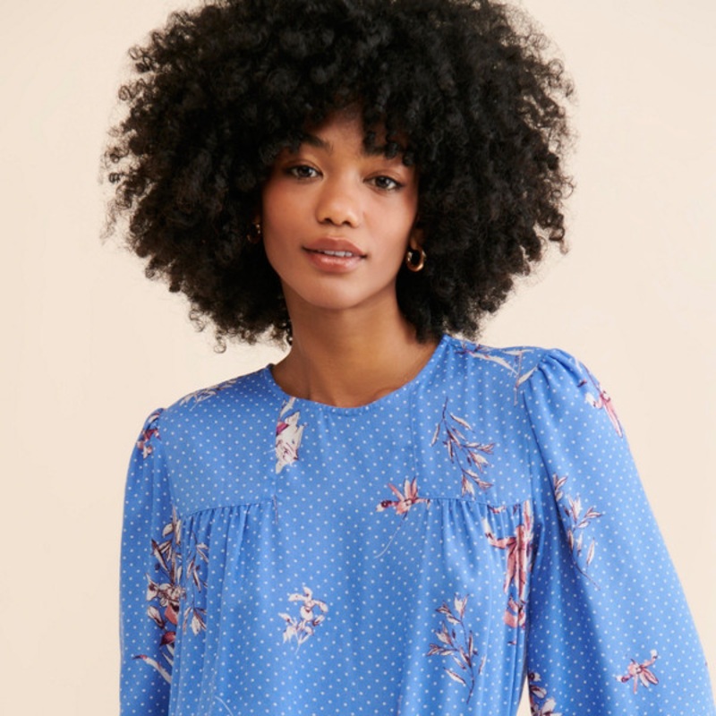 Blue Cornflower Peasant Blouse