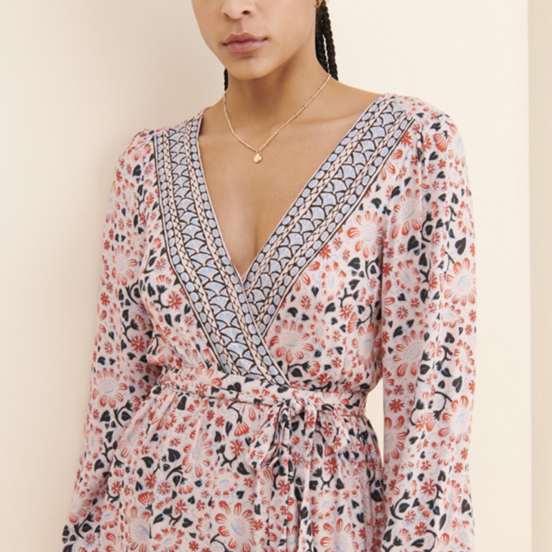 Mona Surplice Long Sleeve Romper