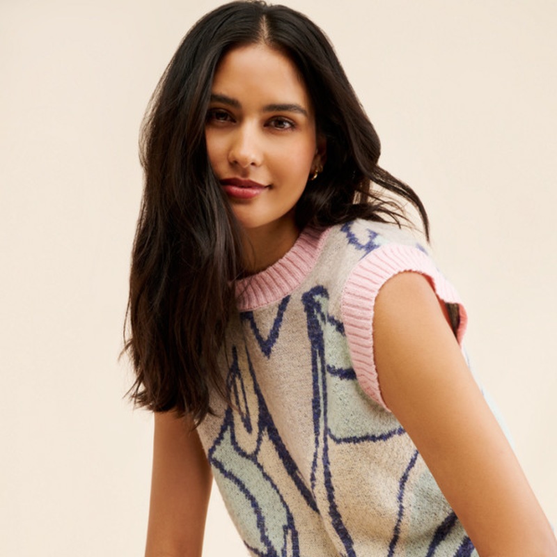 Jacquard Knit Sweater Vest