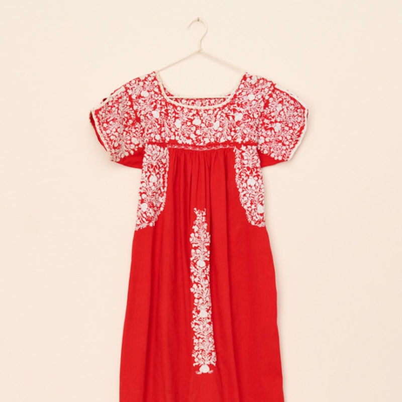 Vintage Red Embroidered Dress