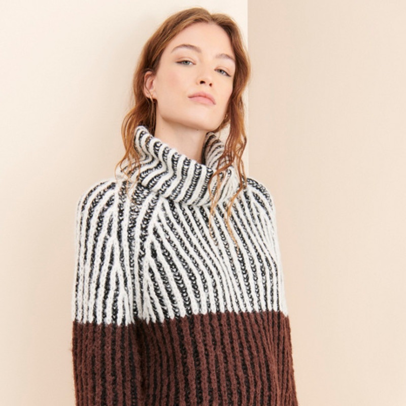 Colorblock Turtleneck Sweater