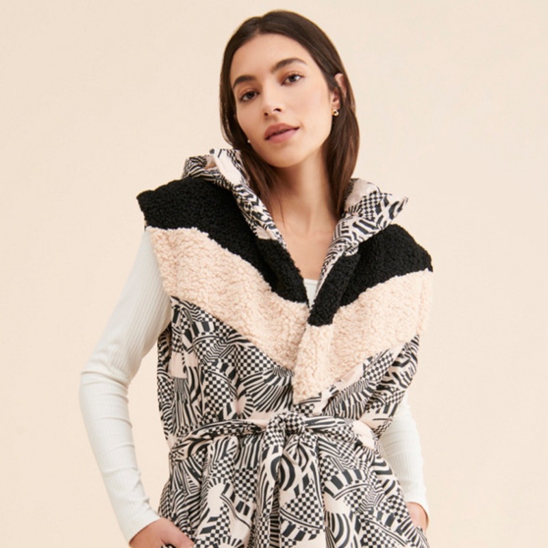 Mixed Print Puffer Vest