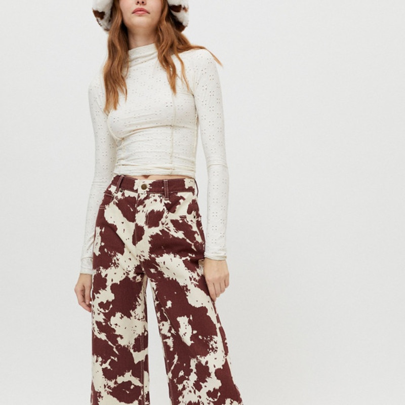 High & Wide Printed Jeans