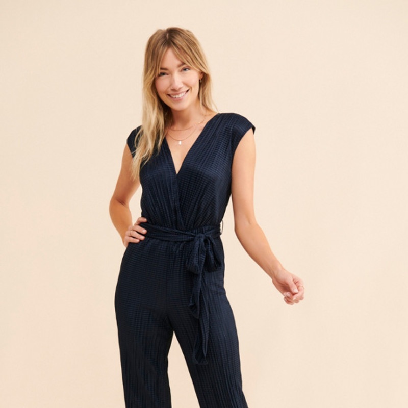 Pleated Knit Jumpsuit