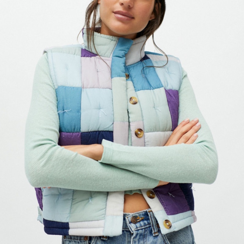 Check Quilted Puffer Vest