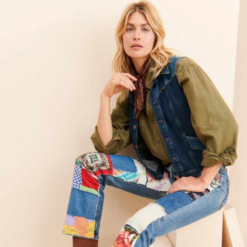 High Rise Patchwork Jeans