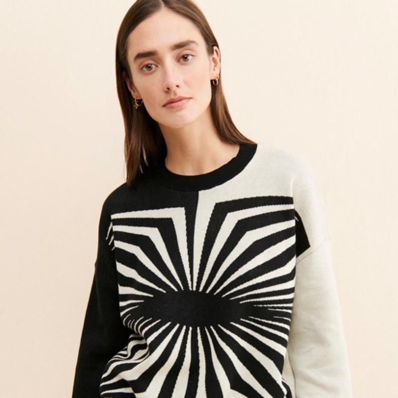 Colorblock Geo Knit Sweater