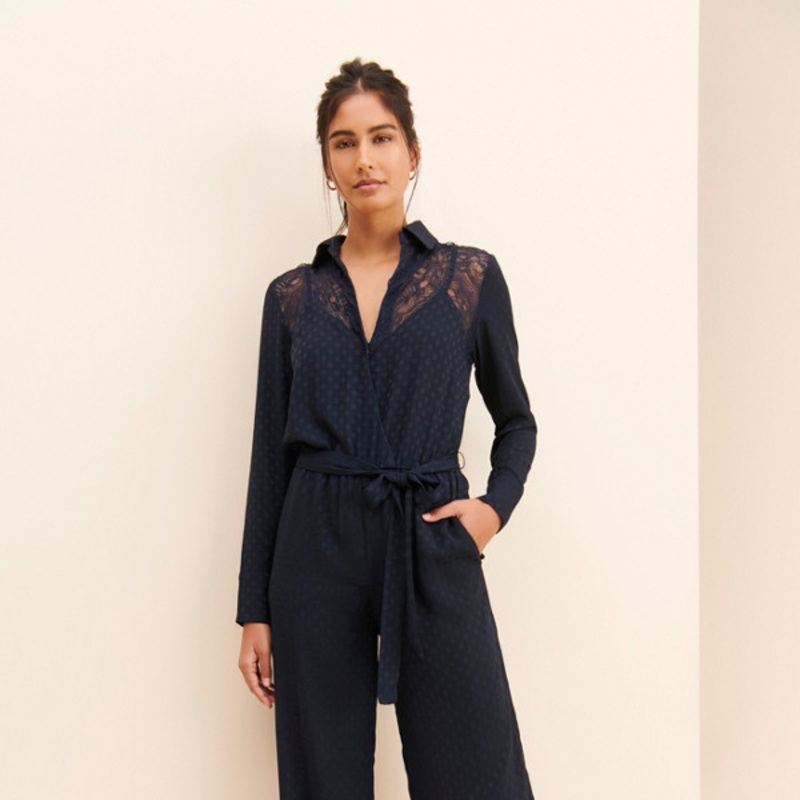 Polka Dot + Lace Jumpsuit