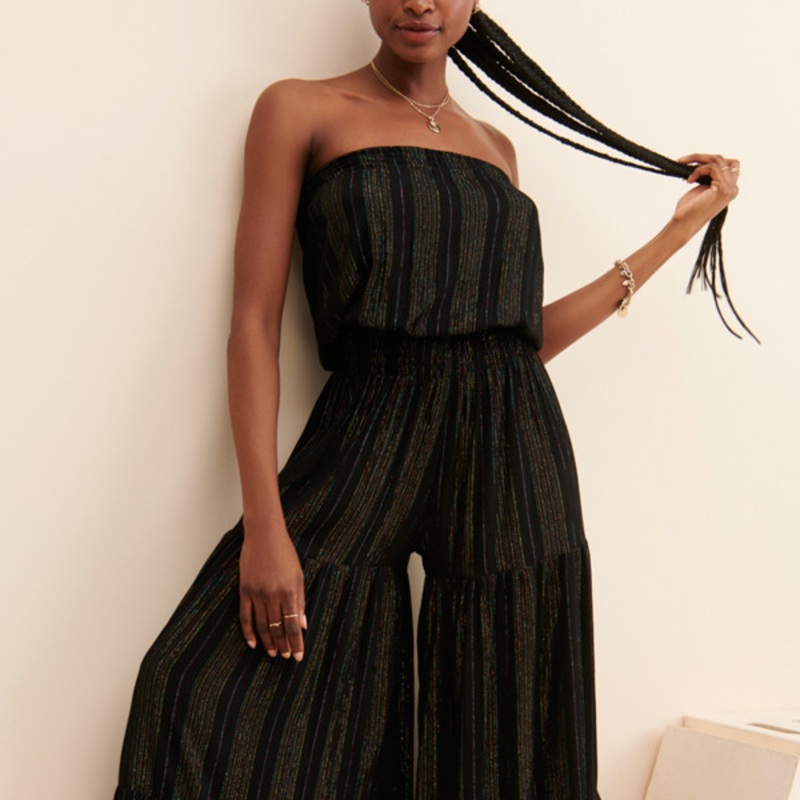 Retro Metallic Thread  Jumpsuit