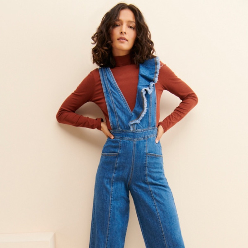 V-Neck Denim Jumpsuit