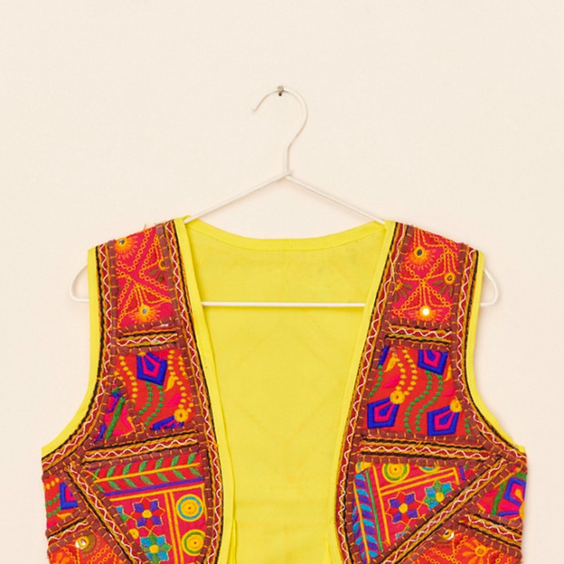 Vintage Embroidered Tie Crop Vest