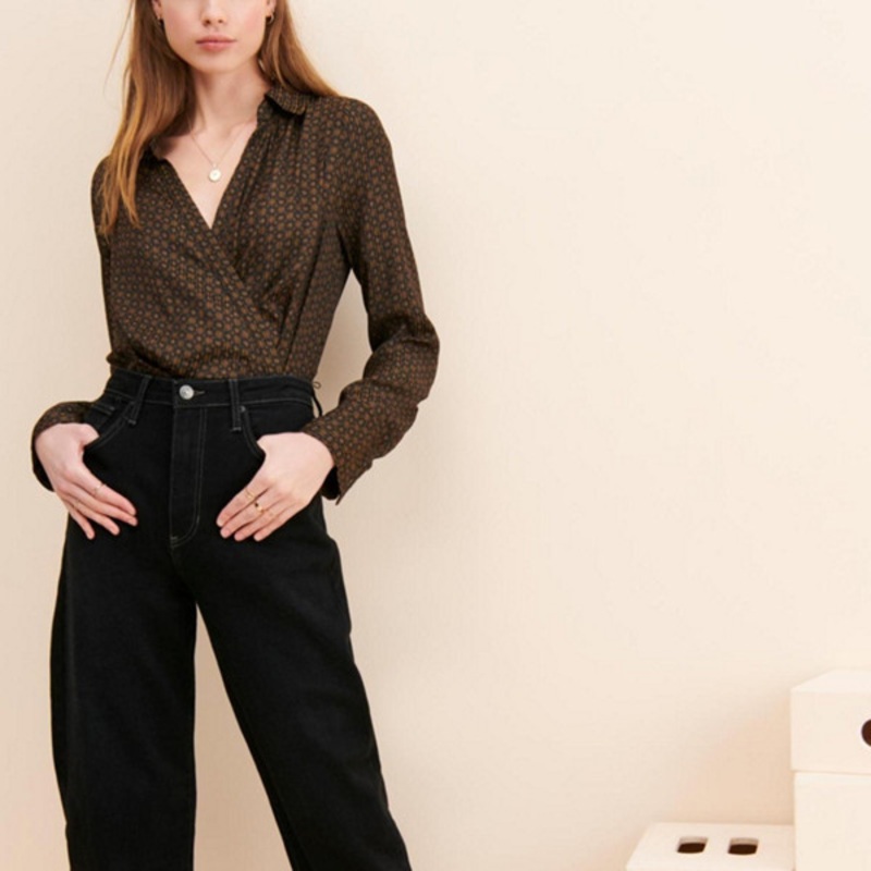 High Rise Tapered Barrel Jeans