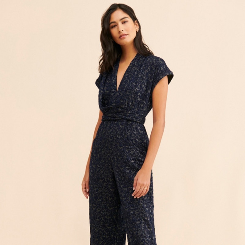 Jacquard Knit Metallic Jumpsuit