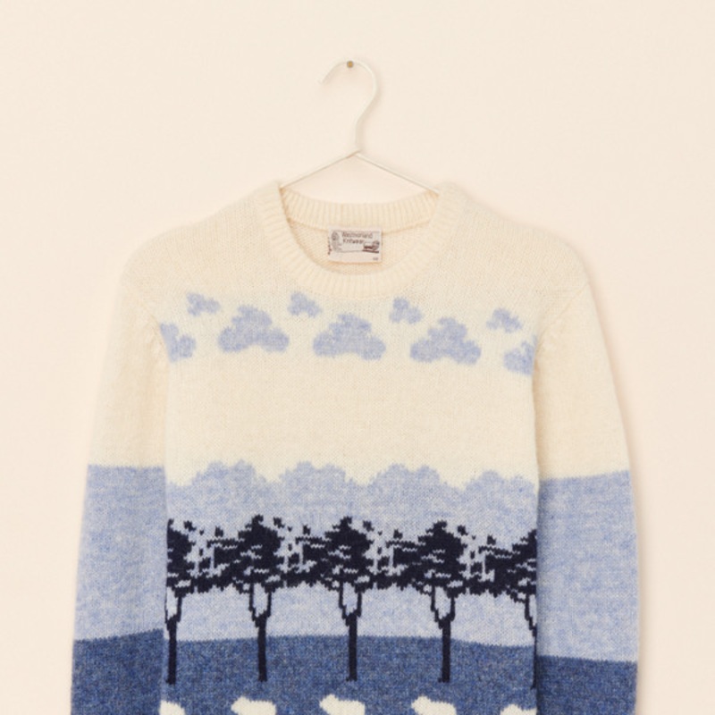 Vintage Sheep Motif Wool Pullover