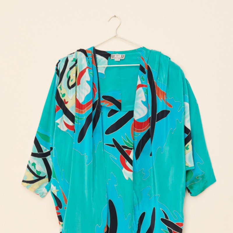 Vintage Silk 80s Novelty Duster