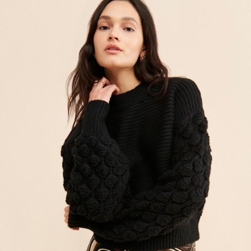 Bubble Knit Sleeve Sweater