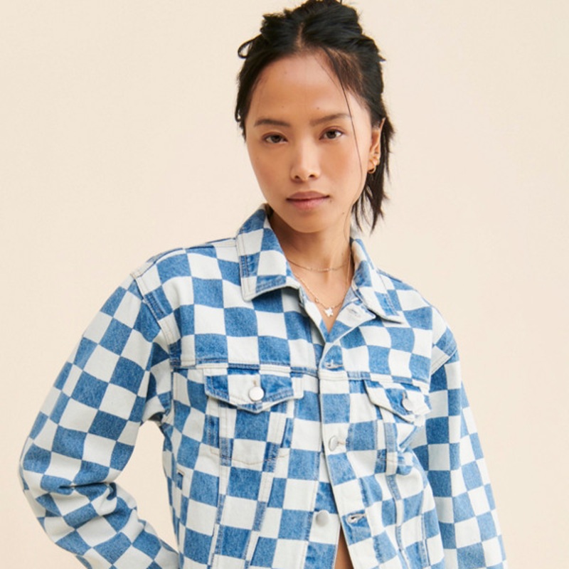 Checkerboard Denim Jacket