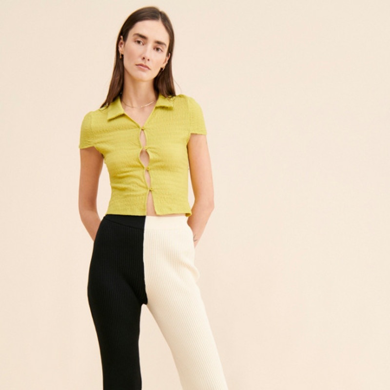 Colorblock Knit Flare Pants