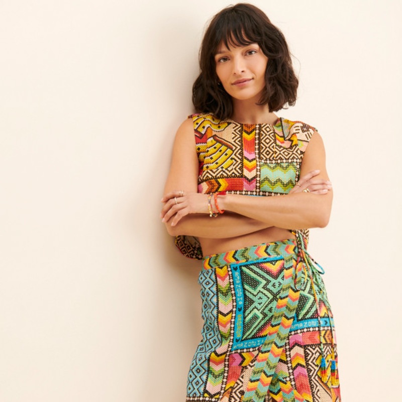 Banana Linen Midi Skirt