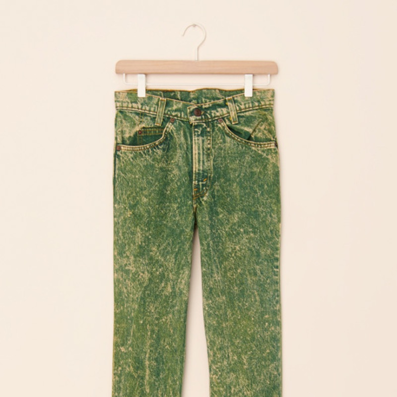 Vintage Green Washed Straight Jeans