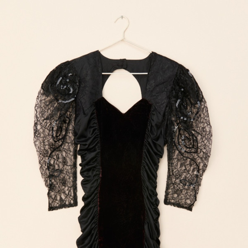 Vintage Mayvens Ruched Novelty Midi Dress