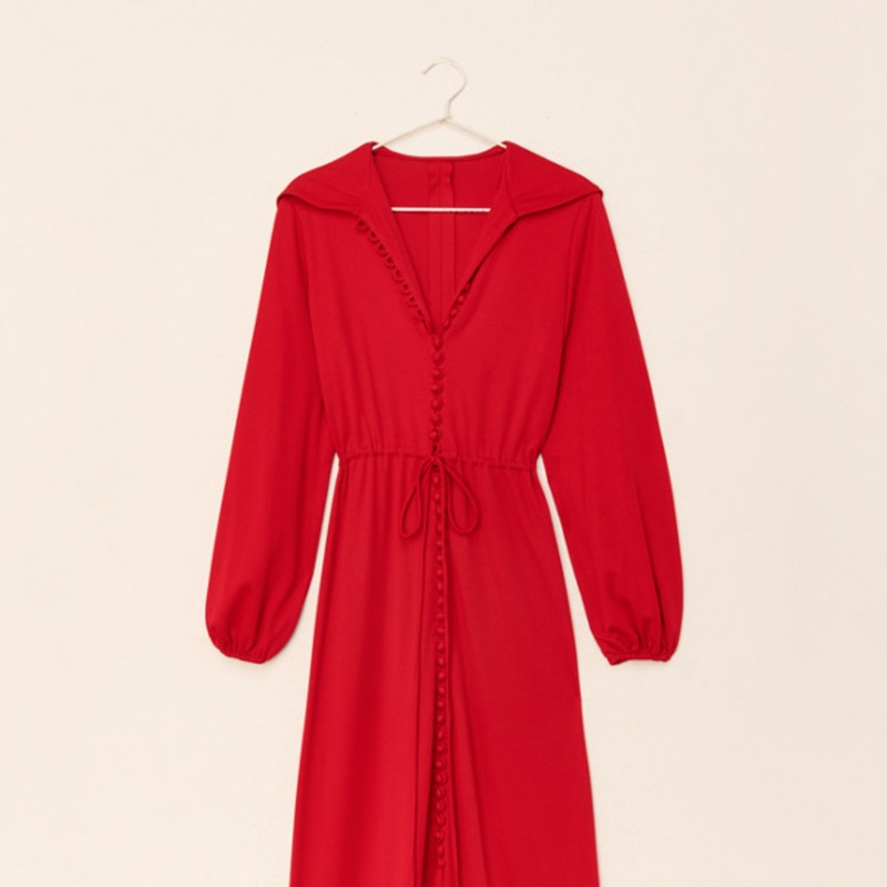 Vintage Waisted Button Front Maxi Dress