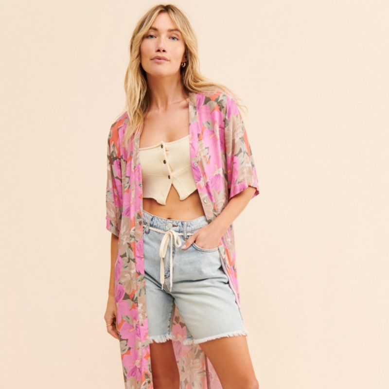 Floral Open Back Duster