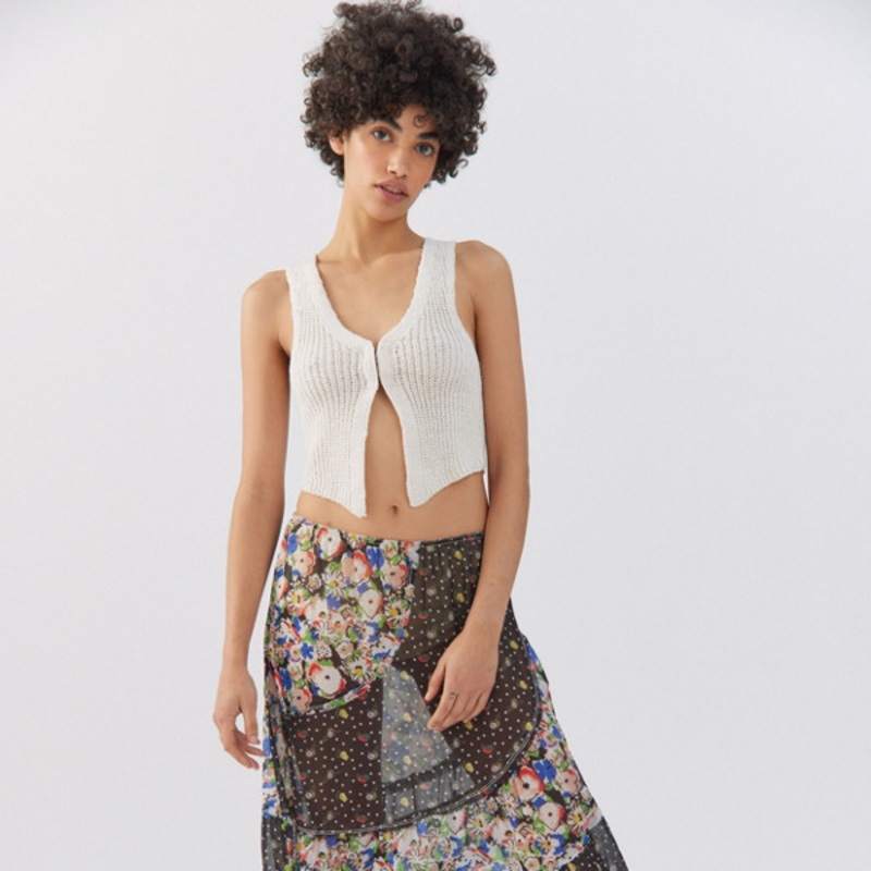 Tia Sheer Printed Midi Skirt