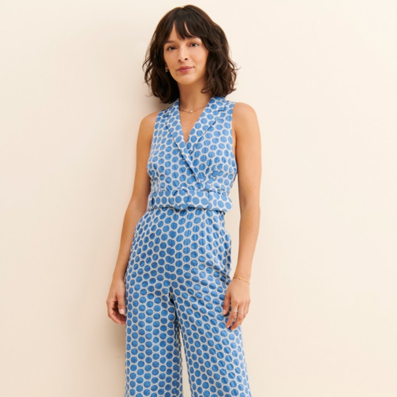 Denim Eyelet Jumpsuit