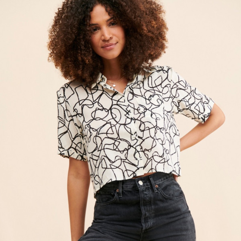 Abstract Buttondown Top