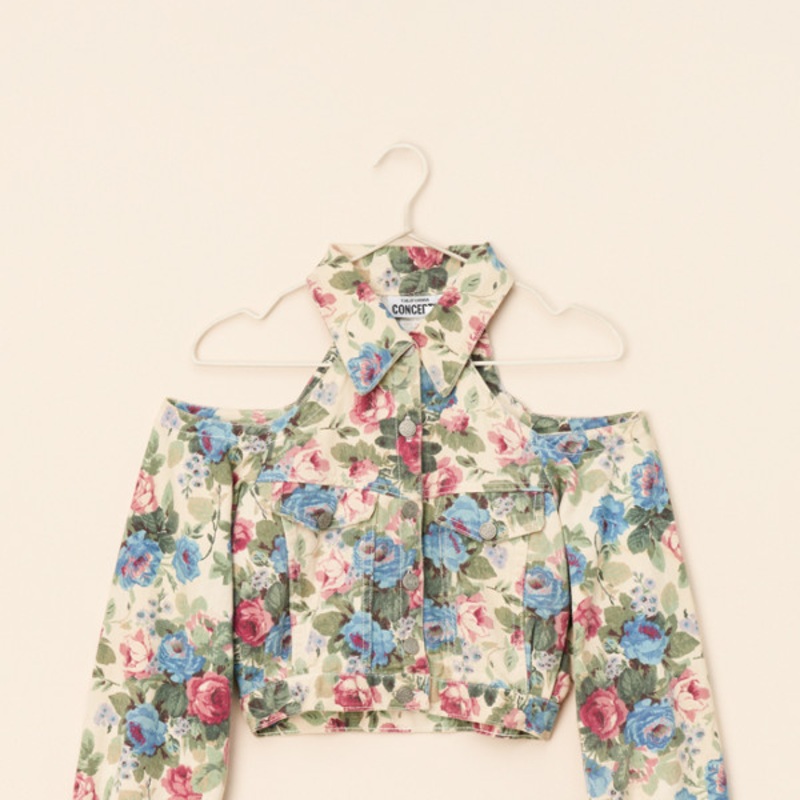 Vintage Floral Denim Cutout Jacket