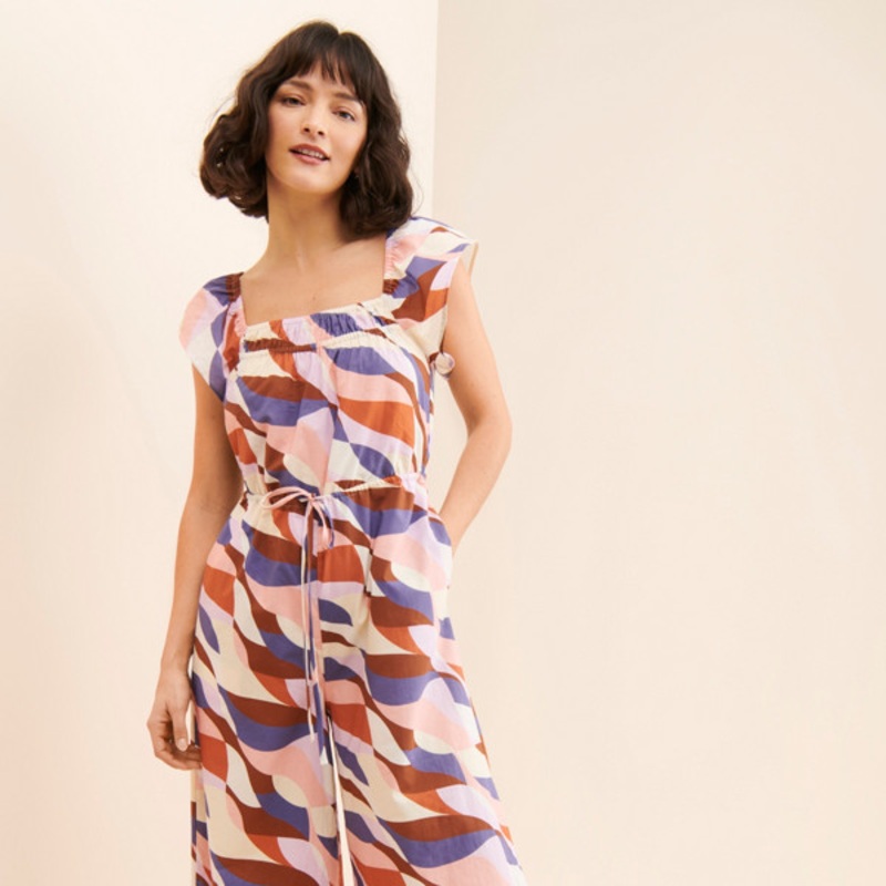 Abstract Wide Leg Jumpsuit