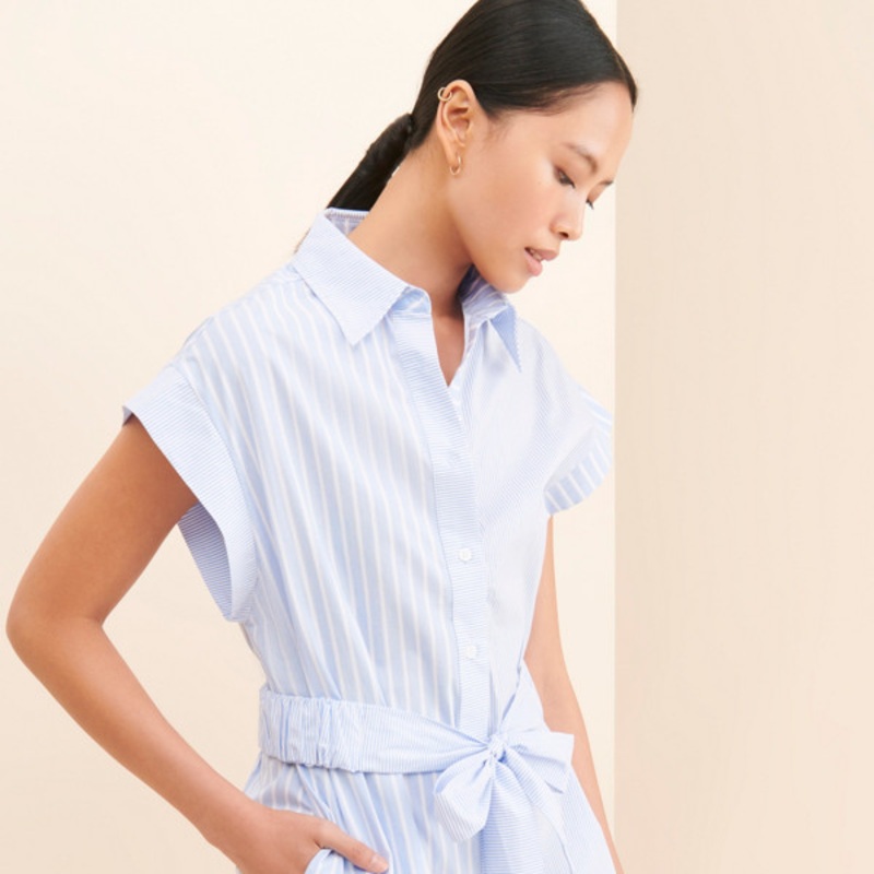 Mixed Stripe Mini Shirtdress