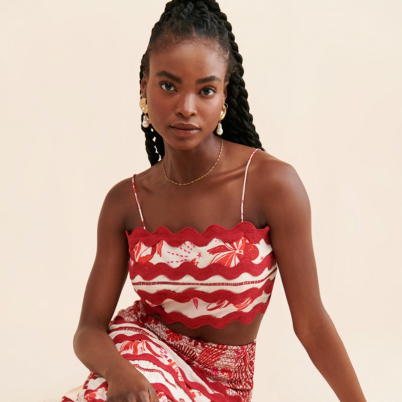 Tiles Printed Midi Skirt