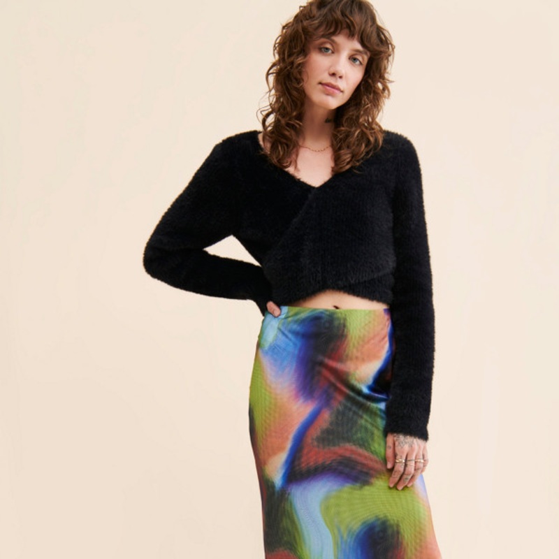 Blur Print Slip Skirt