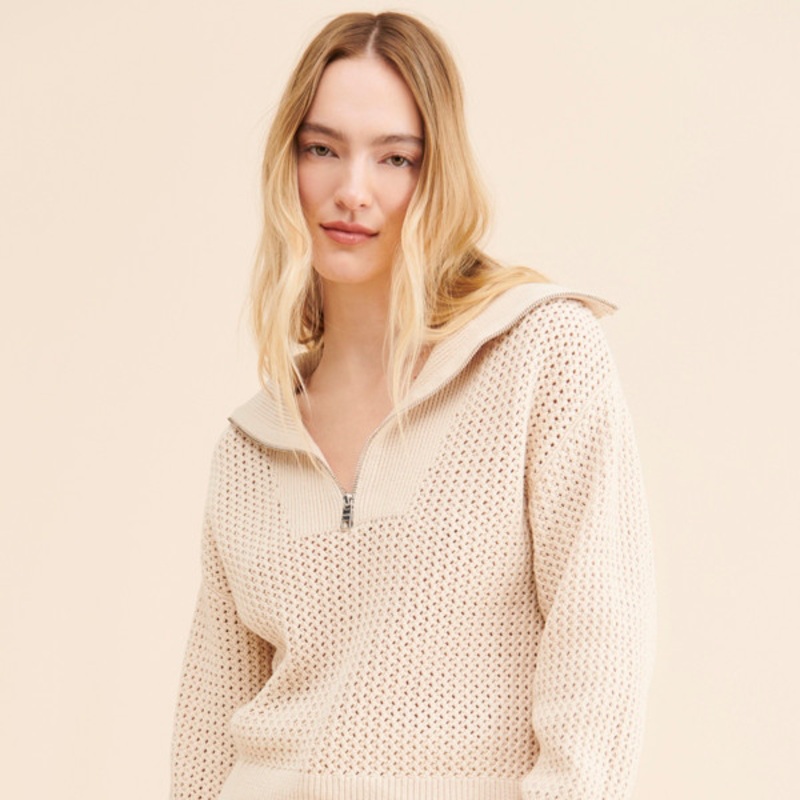Mix Stitch Half-Zip Pullover