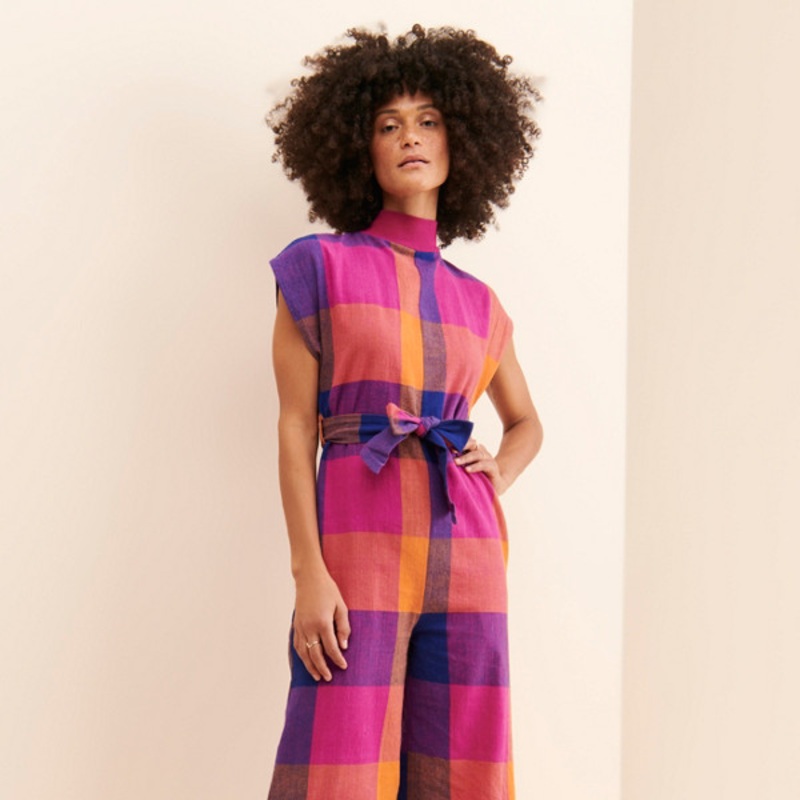 Plaid Wide Leg Jumpsuit